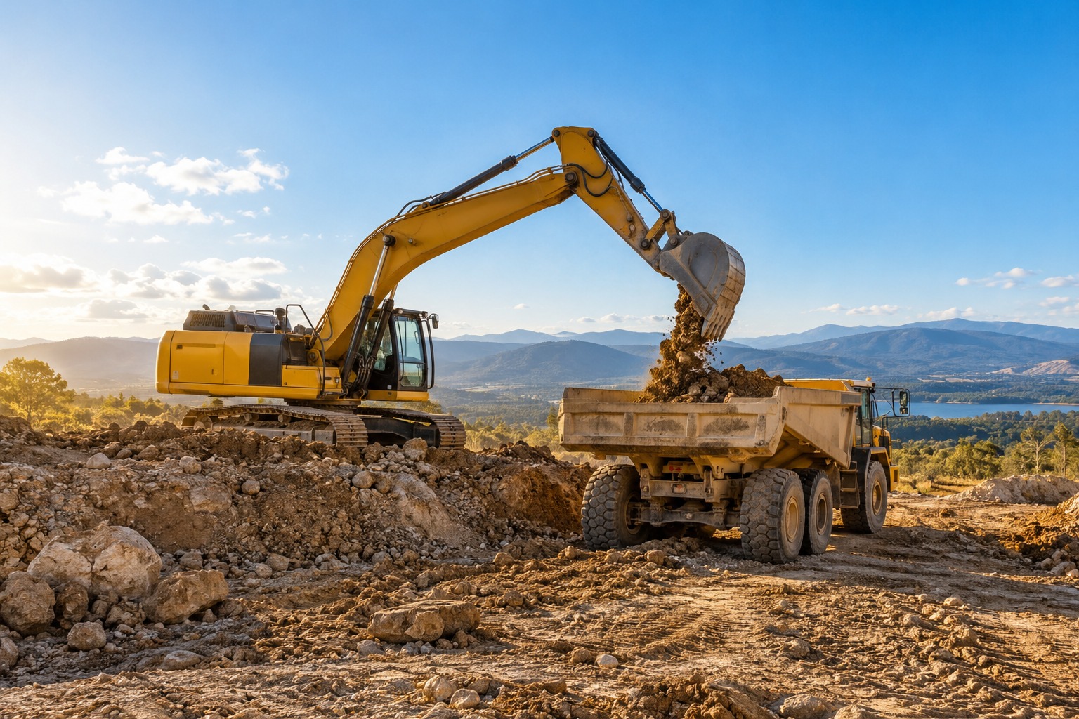 Excavadora trabajando en terracería